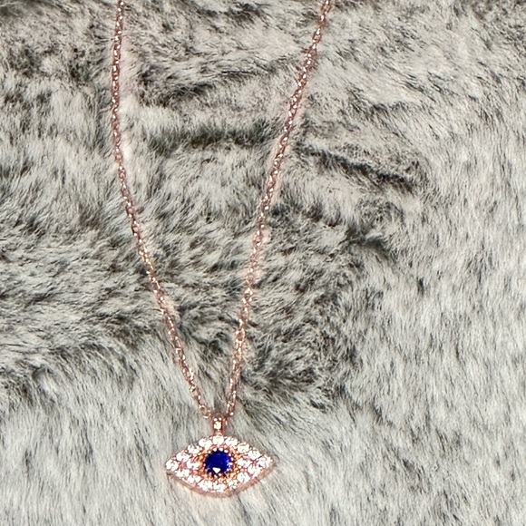 ✨2X Host Pick✨Sapphire Evil Eye Necklace- Rose Gold - Picture 8 of 11